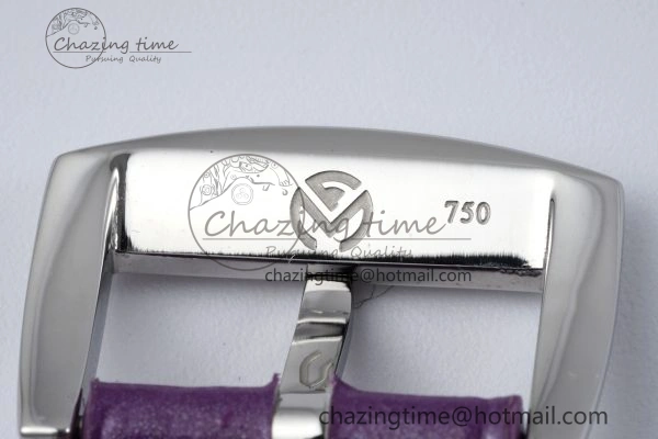 Long Island Ladies SS Diamonds Bezel APSF 1:1 Best Edition White Texured Dial on Purple Leather Strap Jap Quartz