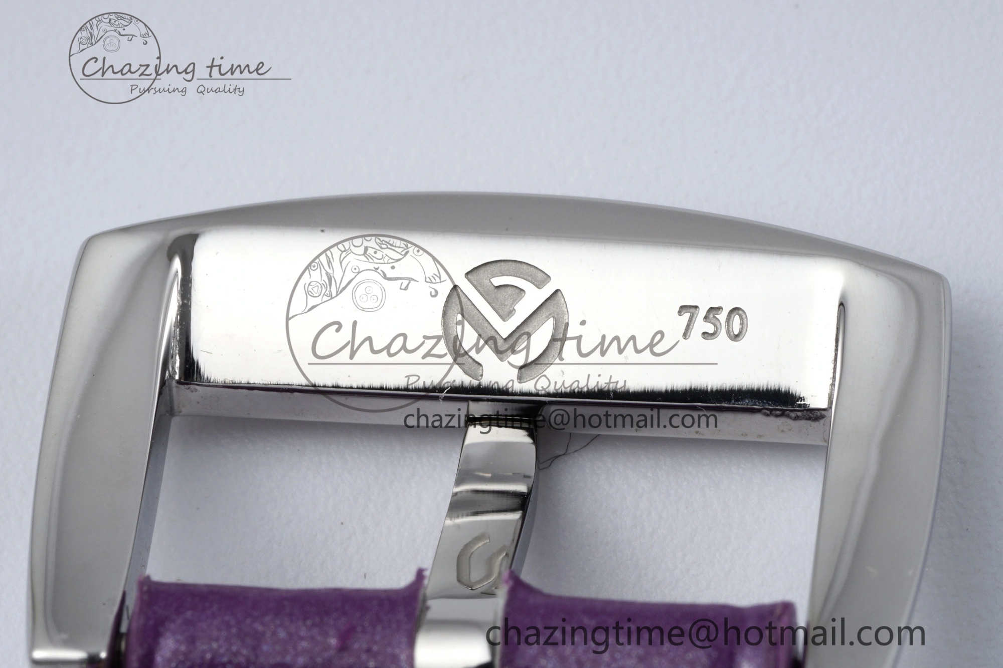 Long Island Ladies SS Diamonds Bezel APSF 1:1 Best Edition White Texured Dial on Purple Leather Strap Jap Quartz
