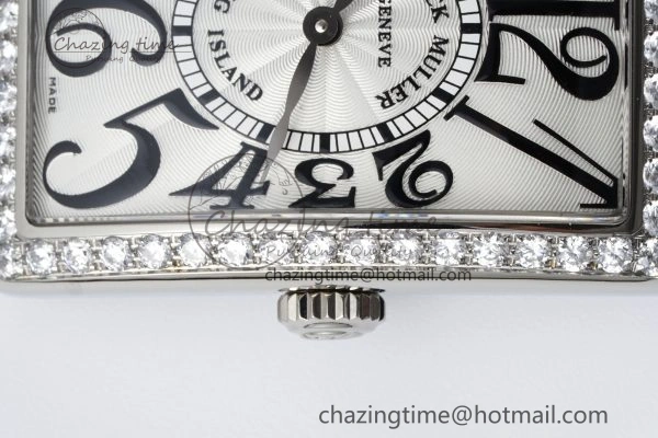Long Island Ladies SS Diamonds Bezel APSF 1:1 Best Edition White Texured Dial on Purple Leather Strap Jap Quartz