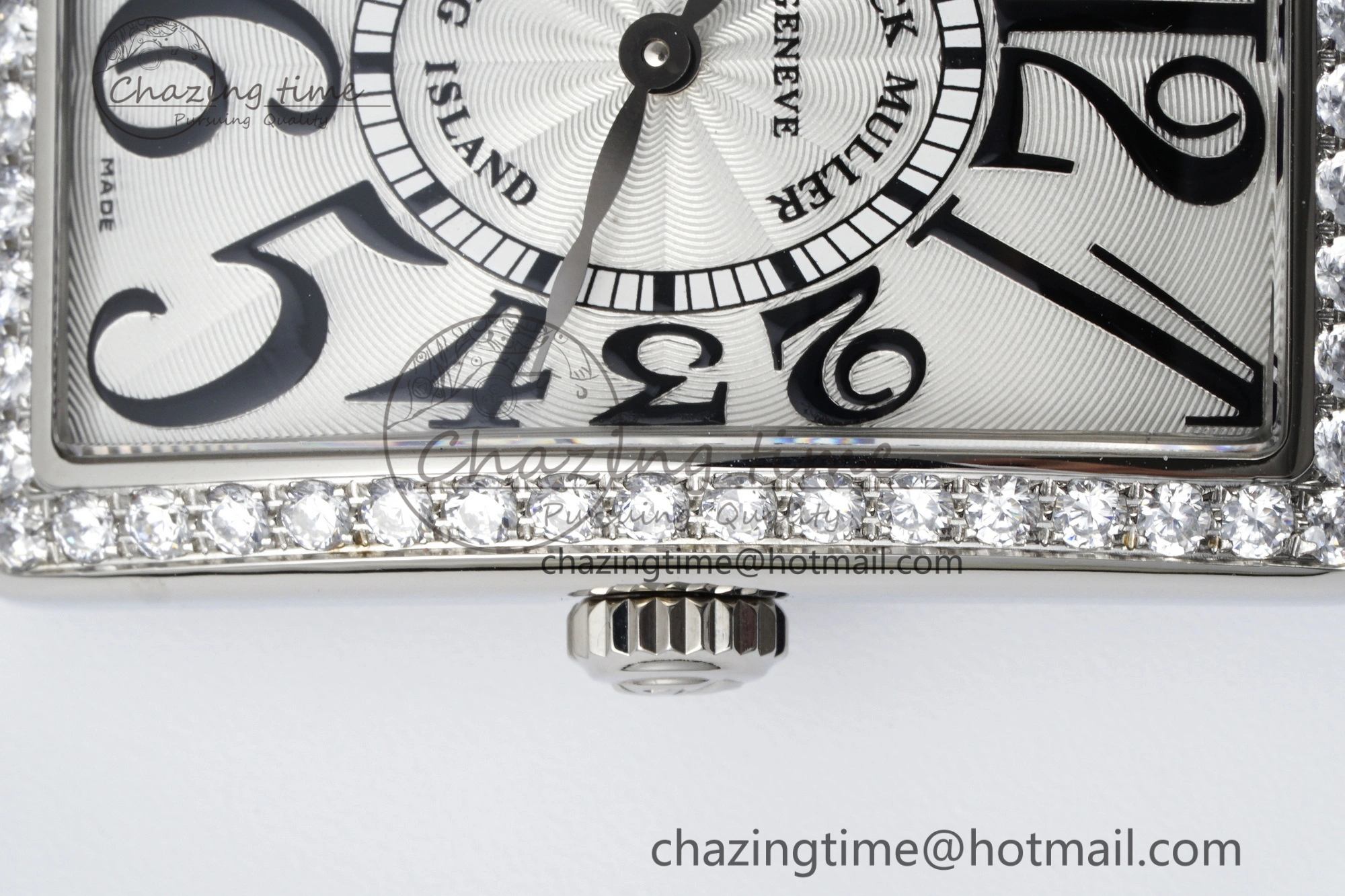 Long Island Ladies SS Diamonds Bezel APSF 1:1 Best Edition White Texured Dial on Purple Leather Strap Jap Quartz