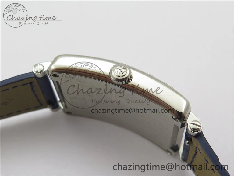 Long Island Ladies SS Diamonds Bezel ZF 1:1 Mother of Pearl Dial on Blue Leather Strap Swiss Ronda Quartz