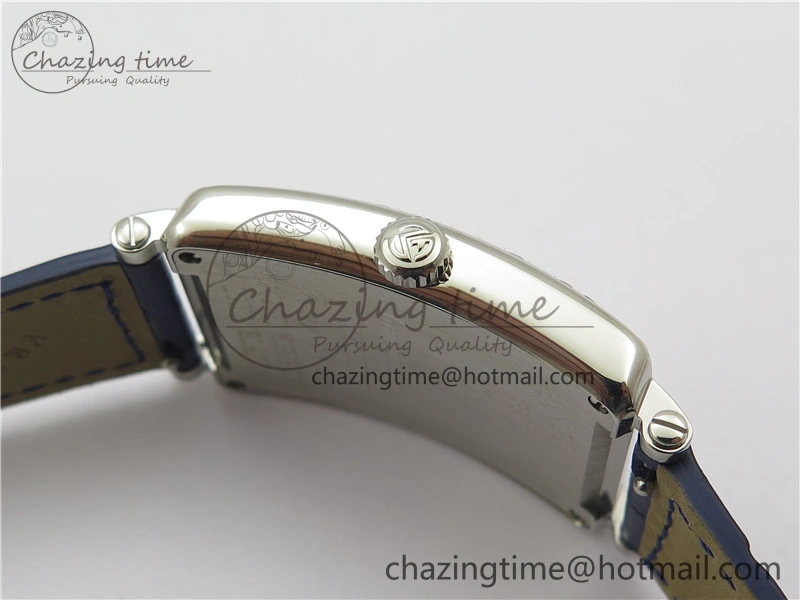 Long Island Ladies SS Diamonds Bezel ZF 1:1 Mother of Pearl Dial on Blue Leather Strap Swiss Ronda Quartz