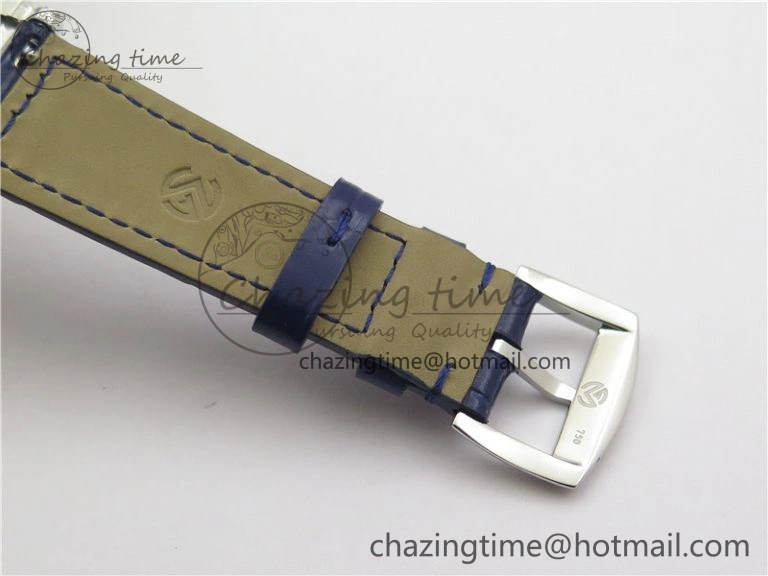 Long Island Ladies SS Diamonds Bezel ZF 1:1 Mother of Pearl Dial on Blue Leather Strap Swiss Ronda Quartz