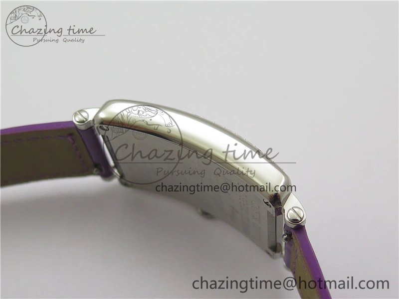 Long Island Ladies SS Diamonds Bezel ZF 1:1 Mother of Pearl Dial on Purple Leather Strap Swiss Ronda Quartz