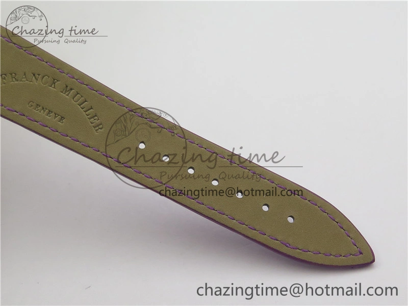 Long Island Ladies SS Diamonds Bezel ZF 1:1 Mother of Pearl Dial on Purple Leather Strap Swiss Ronda Quartz
