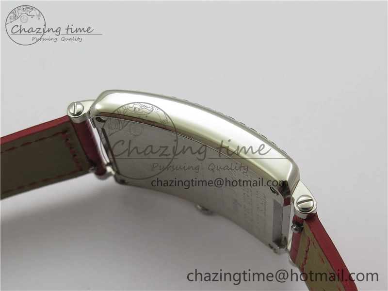 Long Island Ladies SS Diamonds Bezel ZF 1:1 Mother of Pearl Dial on Red Leather Strap Swiss Ronda Quartz
