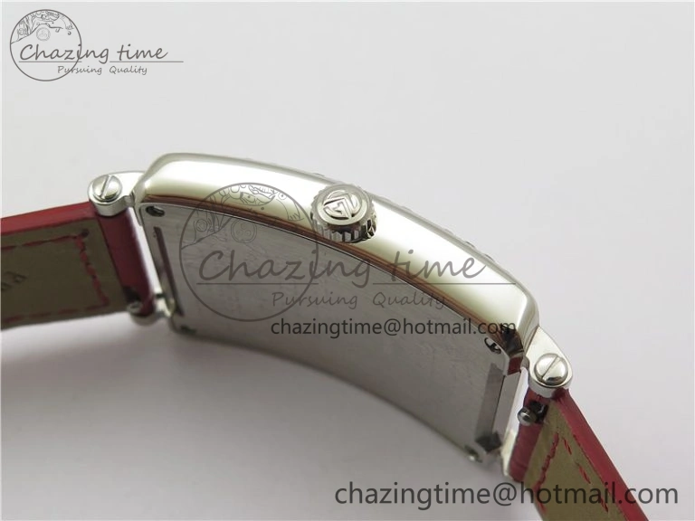 Long Island Ladies SS Diamonds Bezel ZF 1:1 Mother of Pearl Dial on Red Leather Strap Swiss Ronda Quartz