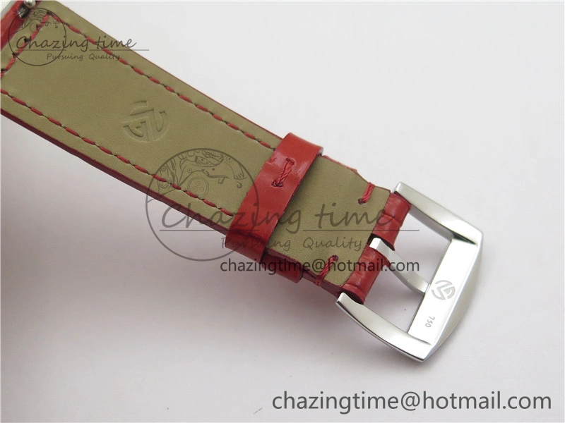 Long Island Ladies SS Diamonds Bezel ZF 1:1 Mother of Pearl Dial on Red Leather Strap Swiss Ronda Quartz
