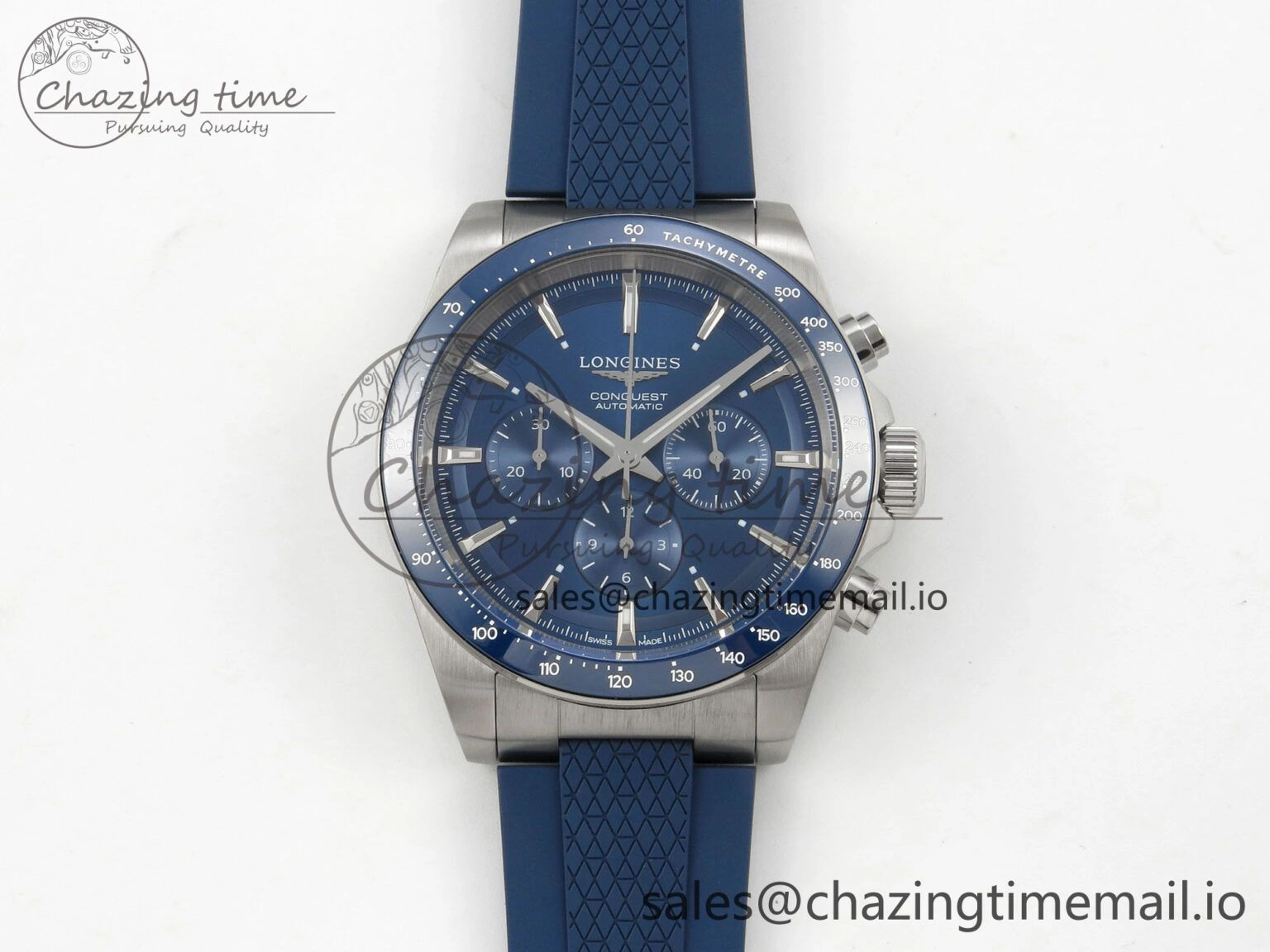 Longines Conquest 40mm SS AF 1:1 Best Edition Blue Dial on Blue Rubber Strap A2892