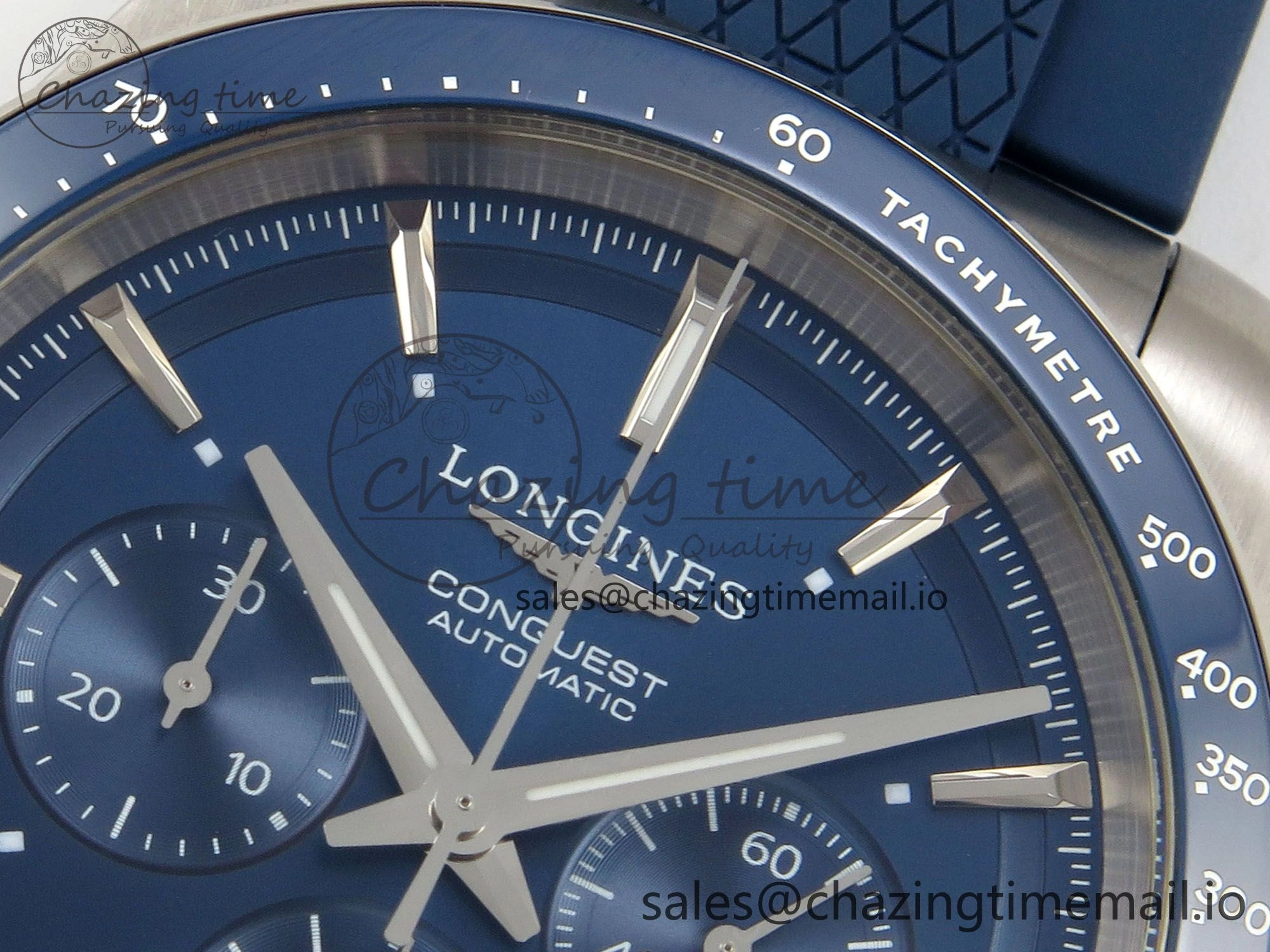 Longines Conquest 40mm SS AF 1:1 Best Edition Blue Dial on Blue Rubber Strap A2892