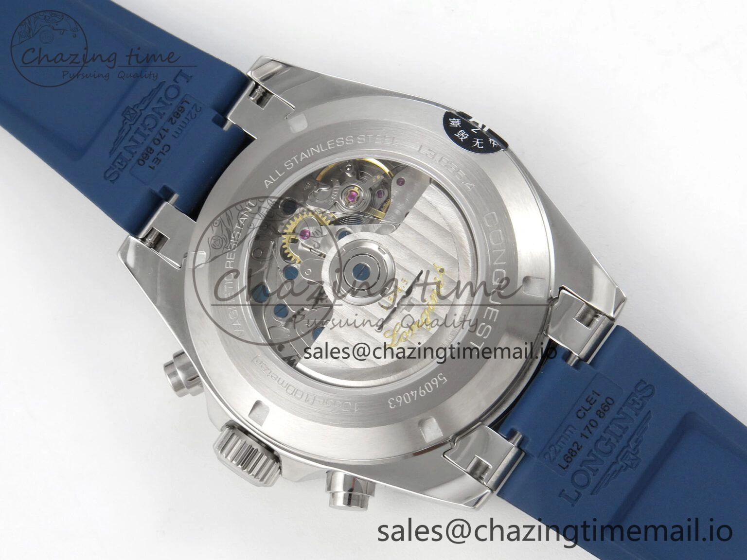 Longines Conquest 40mm SS AF 1:1 Best Edition Blue Dial on Blue Rubber Strap A2892