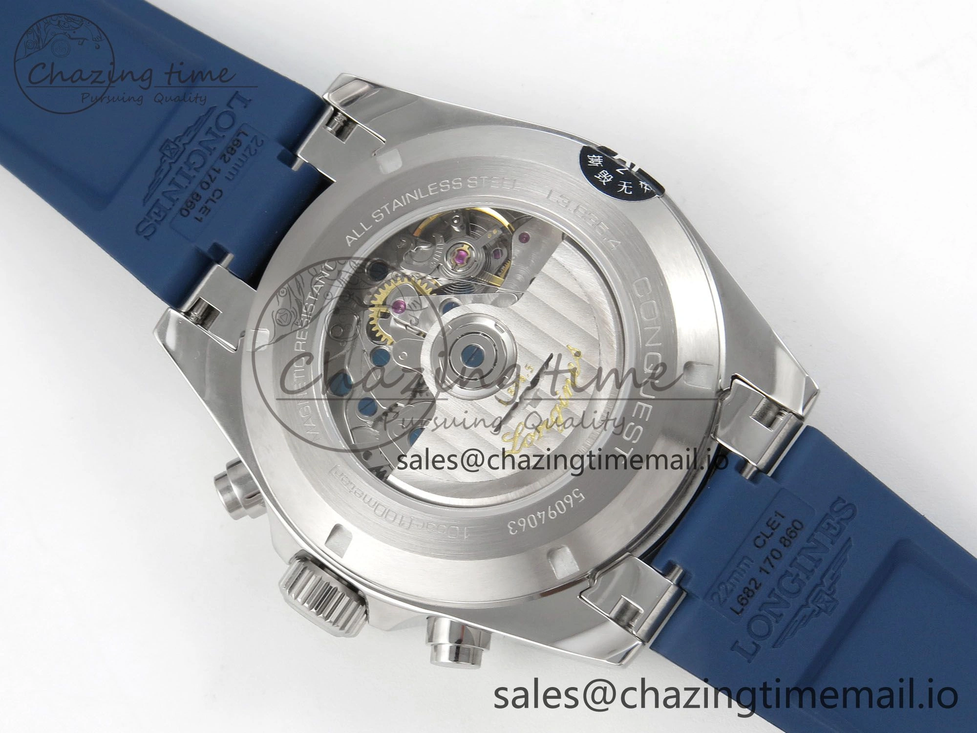 Longines Conquest 40mm SS AF 1:1 Best Edition Blue Dial on Blue Rubber Strap A2892