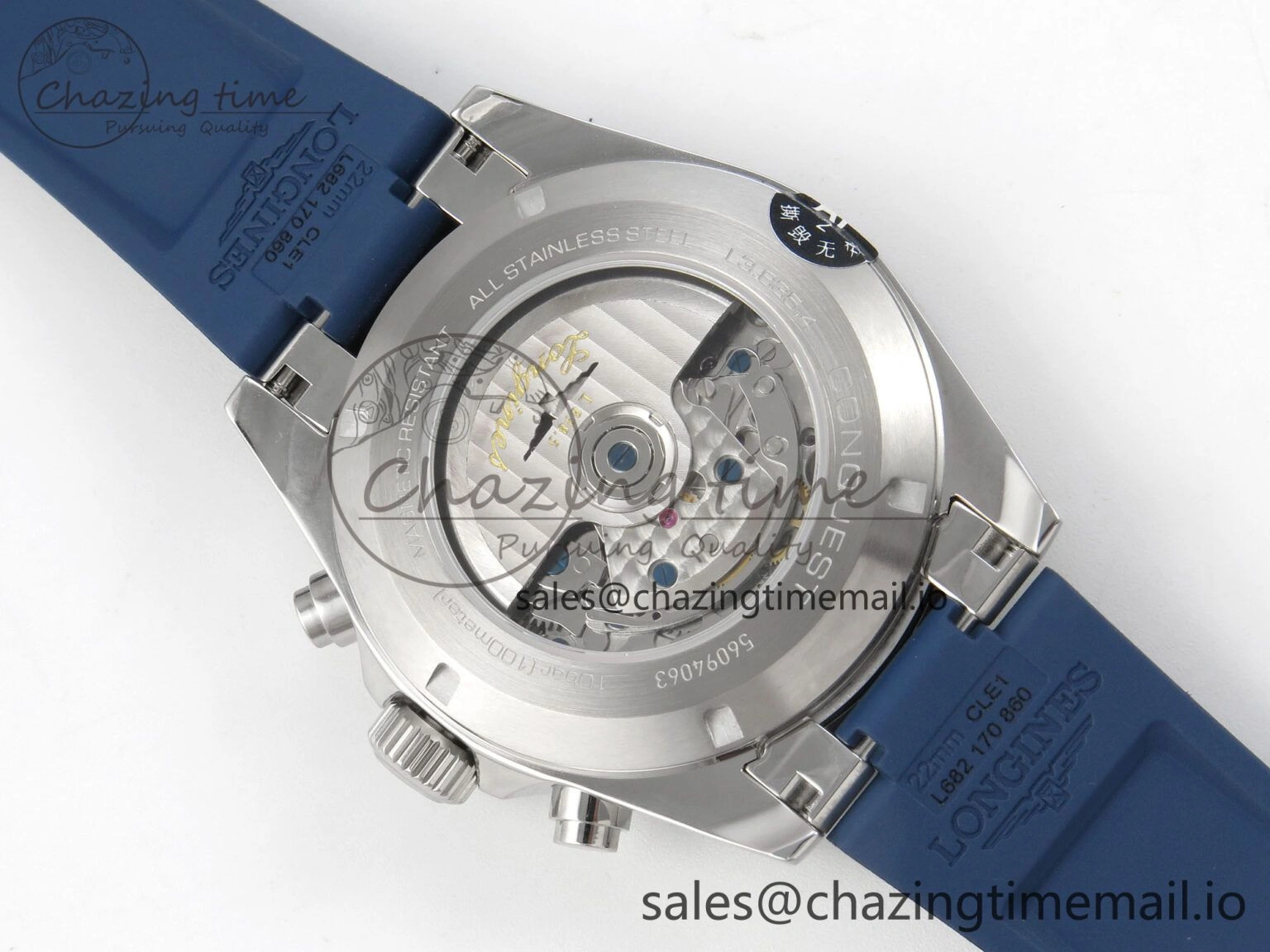 Longines Conquest 40mm SS AF 1:1 Best Edition Blue Dial on Blue Rubber Strap A2892