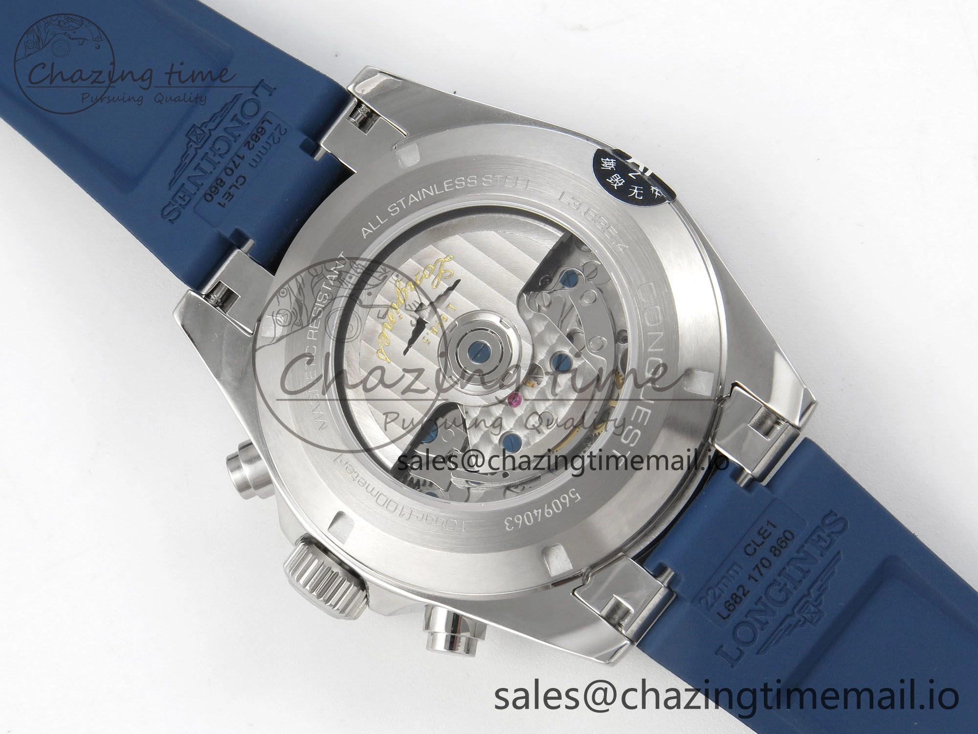Longines Conquest 40mm SS AF 1:1 Best Edition Blue Dial on Blue Rubber Strap A2892
