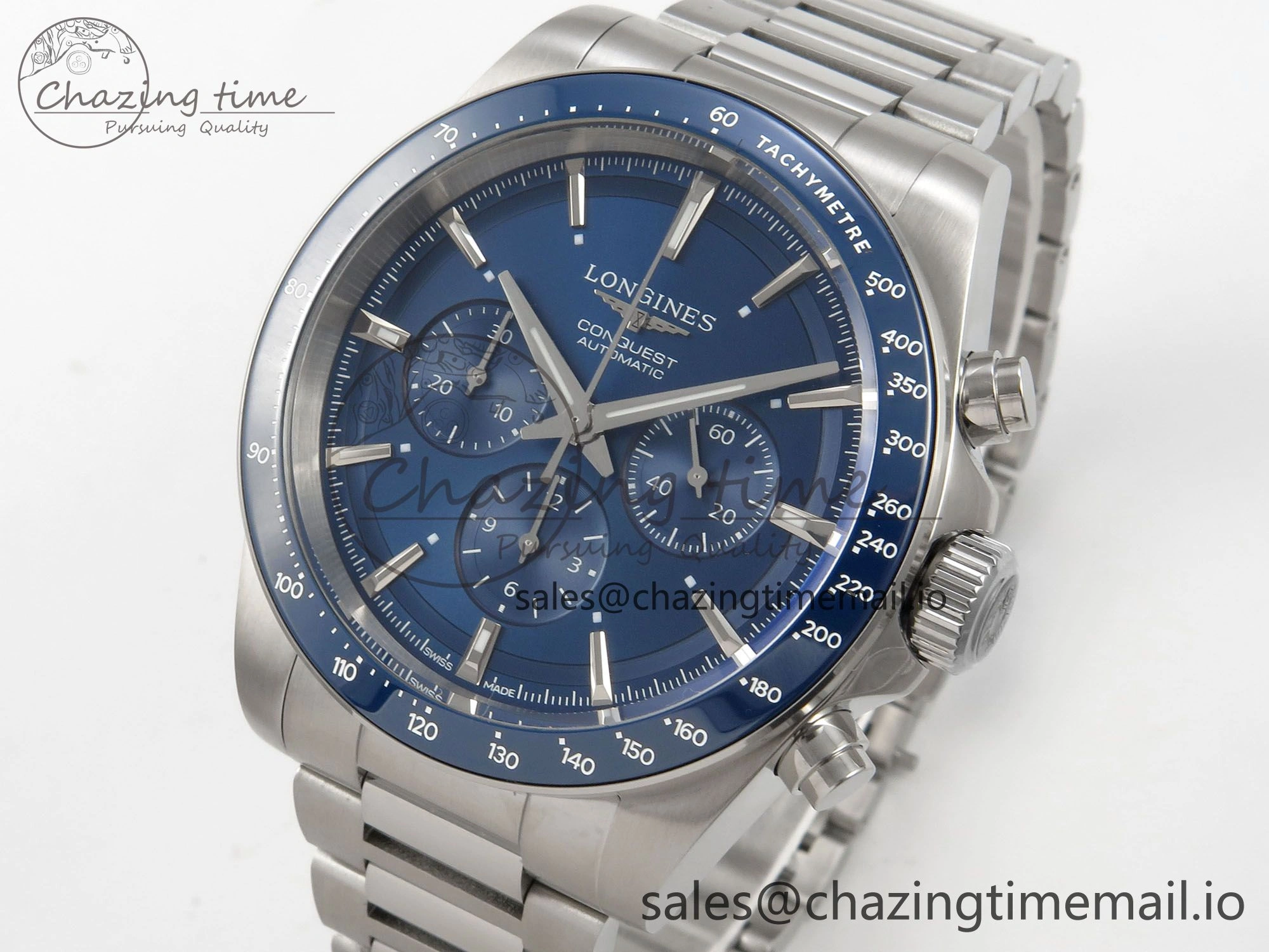 Longines Conquest 40mm SS AF 1:1 Best Edition Blue Dial on Stainless steel bracelet A2892