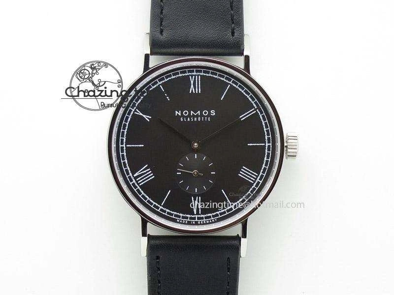 Ludwig 38 Roman Black Dial On Black Leather Strap A2813