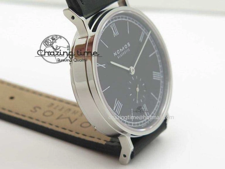 Ludwig 38 Roman Black Dial On Black Leather Strap A2813