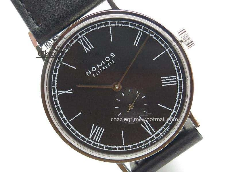 Ludwig 38 Roman Black Dial On Black Leather Strap A2813