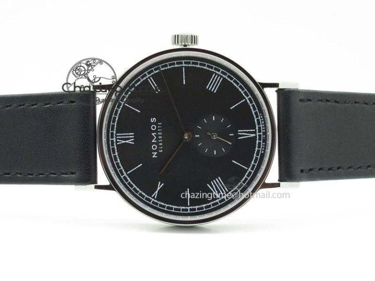 Ludwig 38 Roman Black Dial On Black Leather Strap A2813