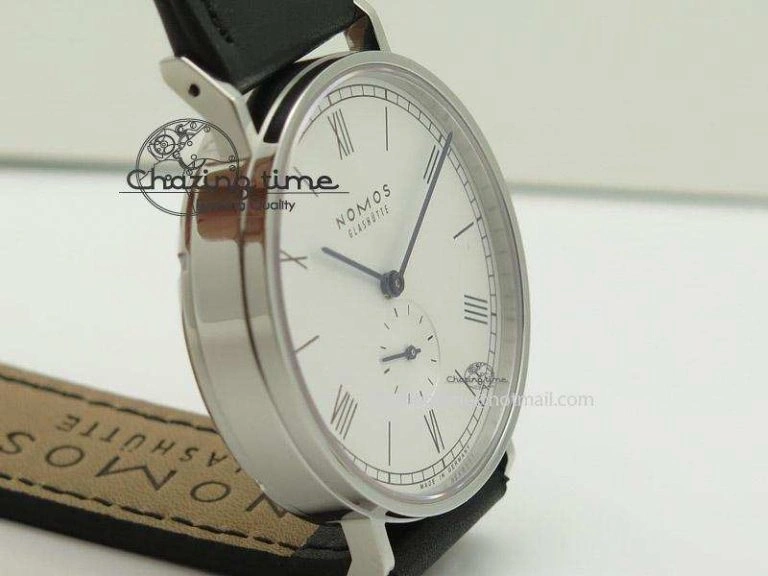 Ludwig 38 Roman White Dial On Black Leather Strap A2813