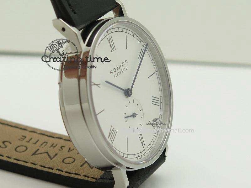 Ludwig 38 Roman White Dial On Black Leather Strap A2813