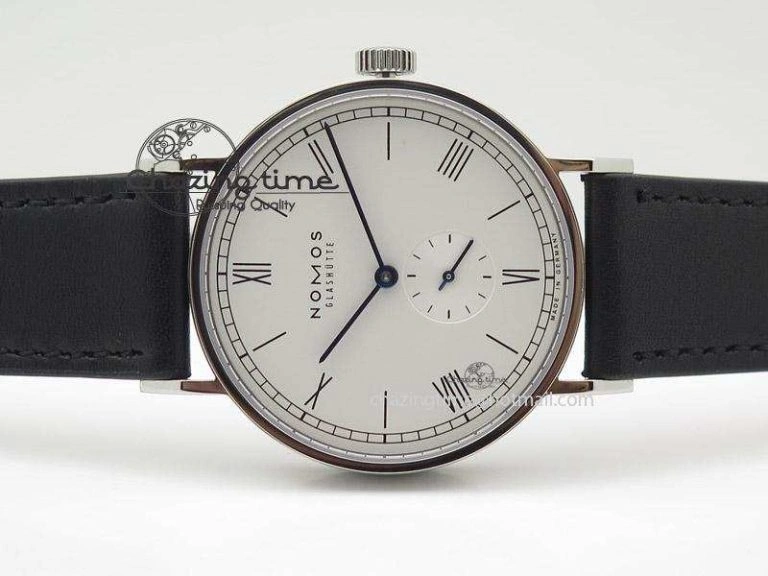 Ludwig 38 Roman White Dial On Black Leather Strap A2813