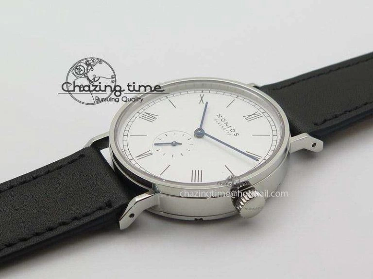 Ludwig 38 Roman White Dial On Black Leather Strap A2813