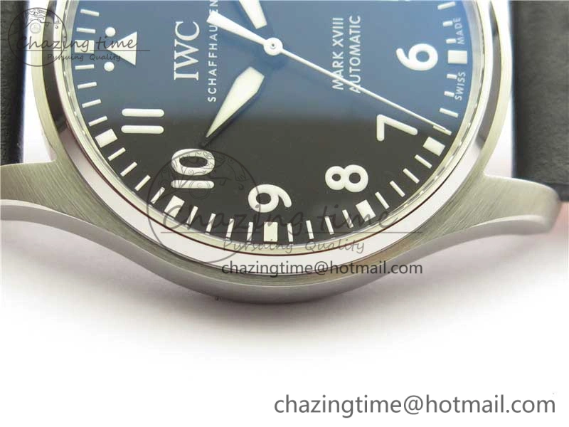 MARK XVIII IW327001 SS FKF 1:1 Best Edition Black Dial On Black Leather Strap