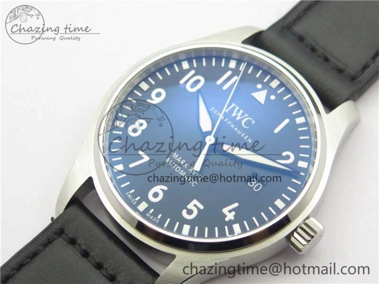 MARK XVIII IW327001 SS FKF 1:1 Best Edition Black Dial On Black Leather Strap