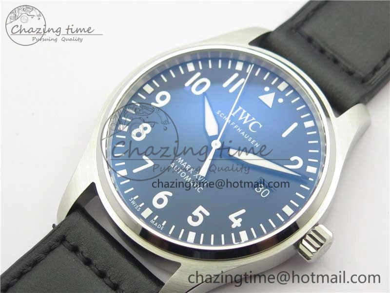 MARK XVIII IW327001 SS FKF 1:1 Best Edition Black Dial On Black Leather Strap
