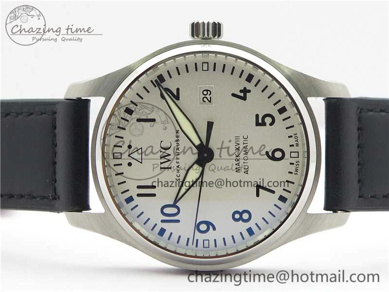 MARK XVIII IW327002 SS FKF 1:1 Best Edition White Dial On Black Leather Strap