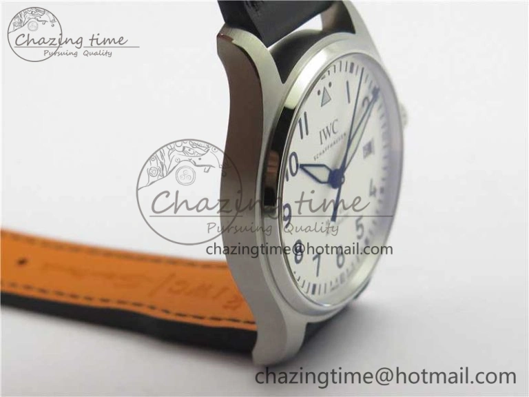 MARK XVIII IW327002 SS FKF 1:1 Best Edition White Dial On Black Leather Strap