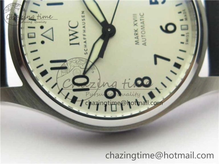 MARK XVIII IW327002 SS FKF 1:1 Best Edition White Dial On Black Leather Strap