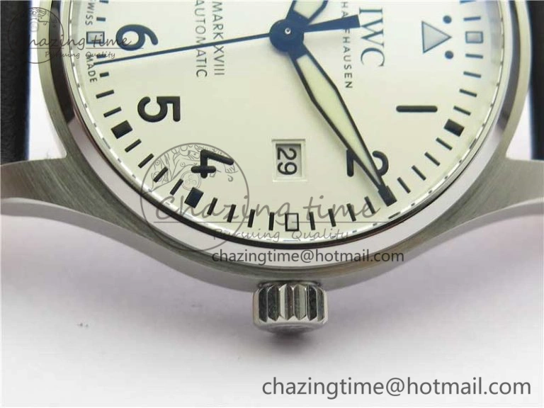 MARK XVIII IW327002 SS FKF 1:1 Best Edition White Dial On Black Leather Strap