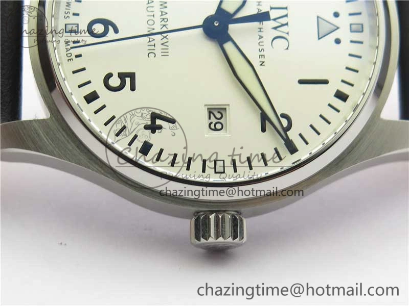 MARK XVIII IW327002 SS FKF 1:1 Best Edition White Dial On Black Leather Strap