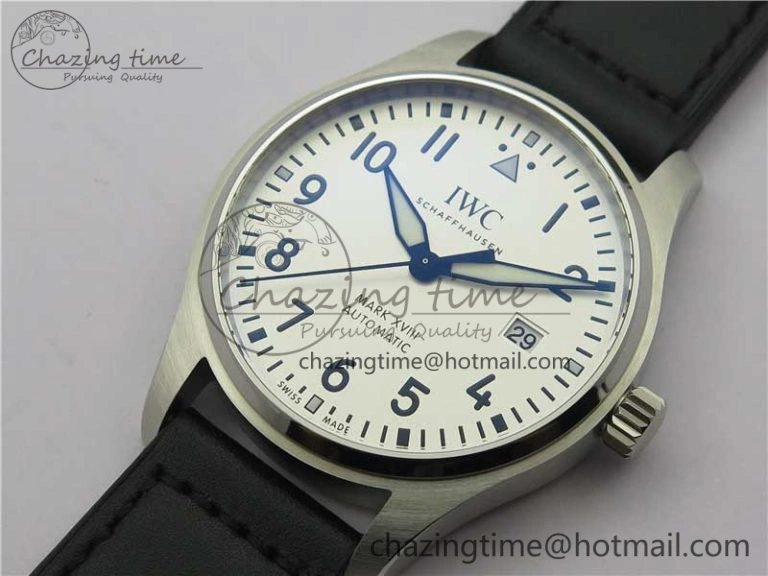 MARK XVIII IW327002 SS FKF 1:1 Best Edition White Dial On Black Leather Strap