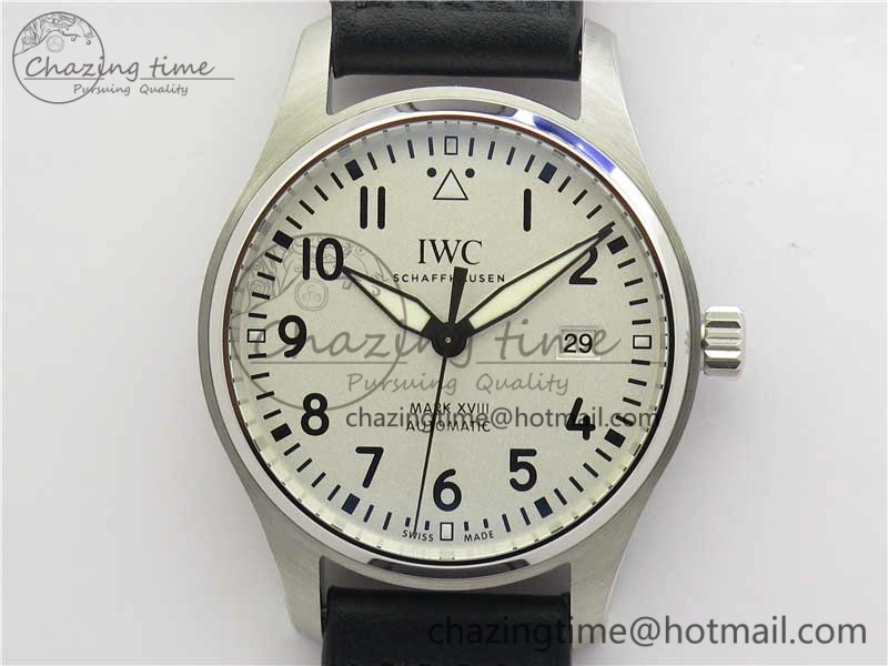 MARK XVIII IW327002 SS FKF 1:1 Best Edition White Dial On Black Leather Strap