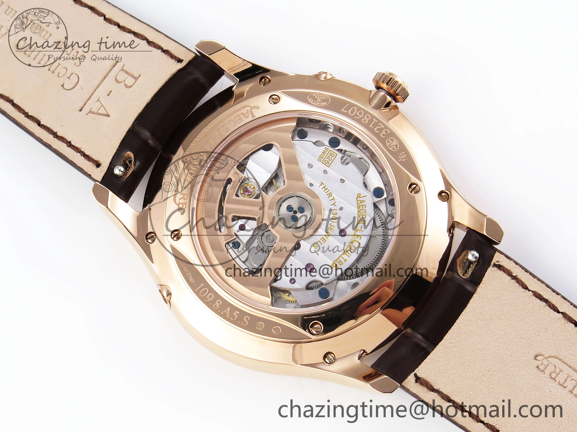 MASTER ULTRA THIN MOON RG APSF 1:1 BEST EDITION WHITE DIAL DIAMONDS BEZEL ON BROWN LEATHER STRAP SA925 SUPER CLONE