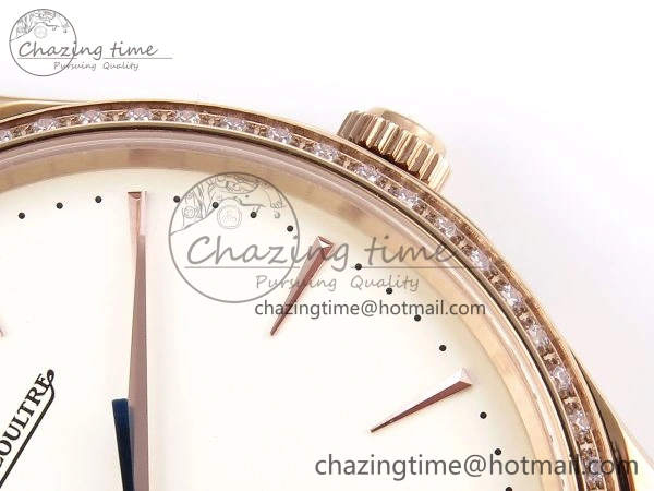 MASTER ULTRA THIN MOON RG APSF 1:1 BEST EDITION WHITE DIAL DIAMONDS BEZEL ON BROWN LEATHER STRAP SA925 SUPER CLONE