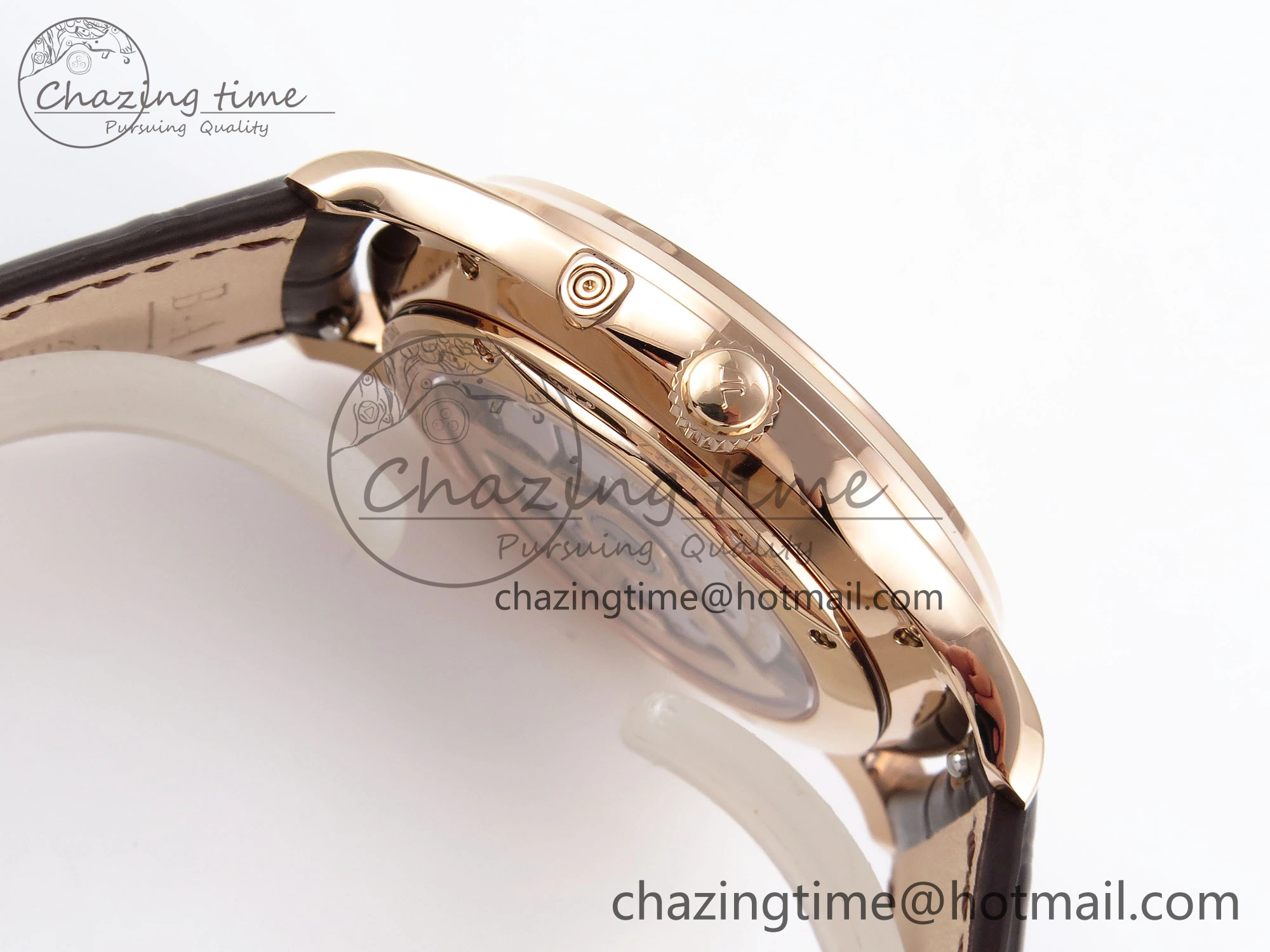 MASTER ULTRA THIN MOON RG APSF 1:1 BEST EDITION WHITE DIAL ON BROWN LEATHER STRAP SA925 SUPER CLONE