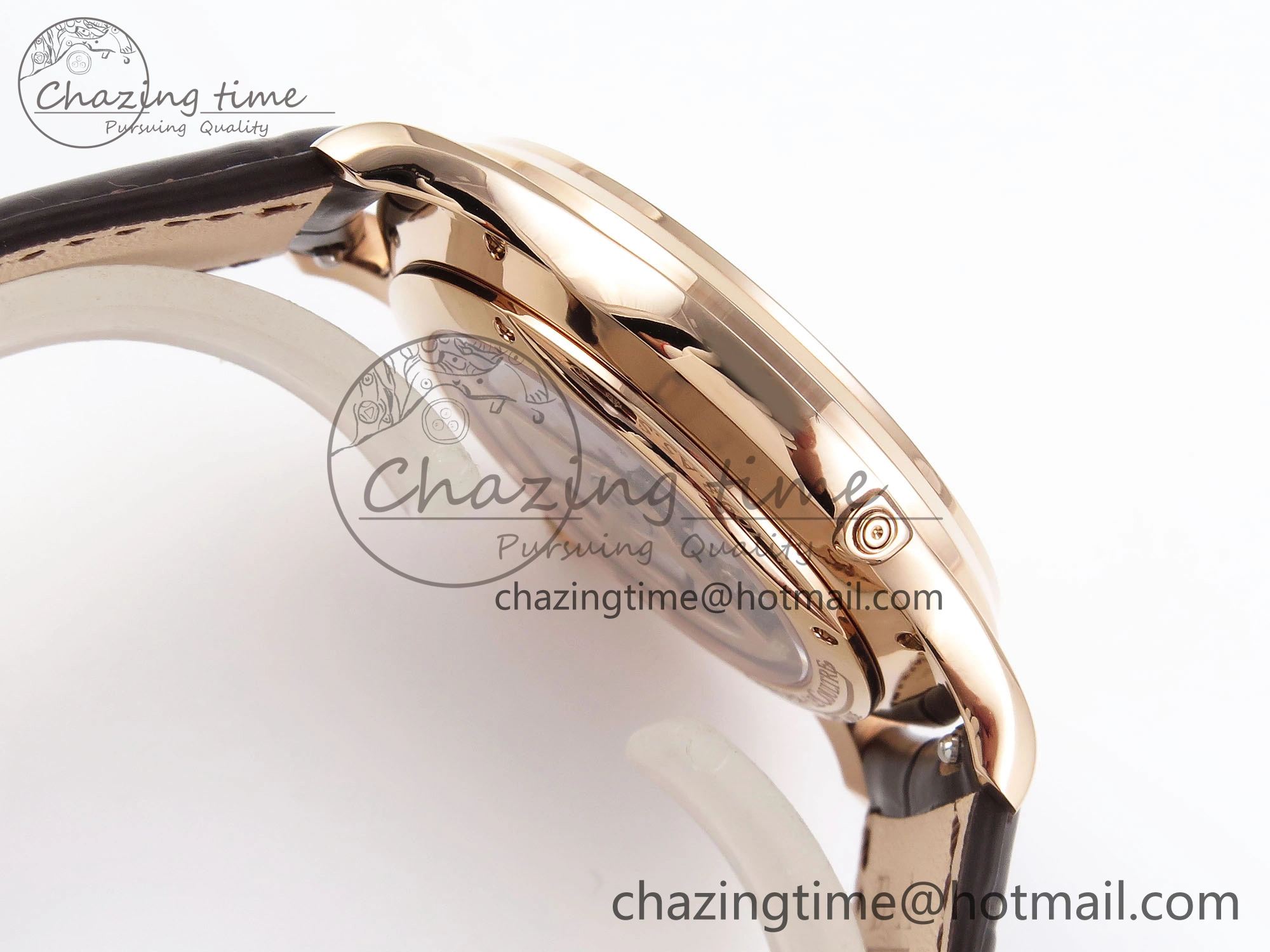 MASTER ULTRA THIN MOON RG APSF 1:1 BEST EDITION WHITE DIAL ON BROWN LEATHER STRAP SA925 SUPER CLONE