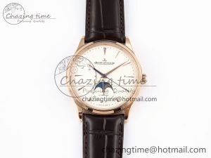 MASTER ULTRA THIN MOON RG APSF 1:1 BEST EDITION WHITE DIAL ON BROWN LEATHER STRAP SA925 SUPER CLONE