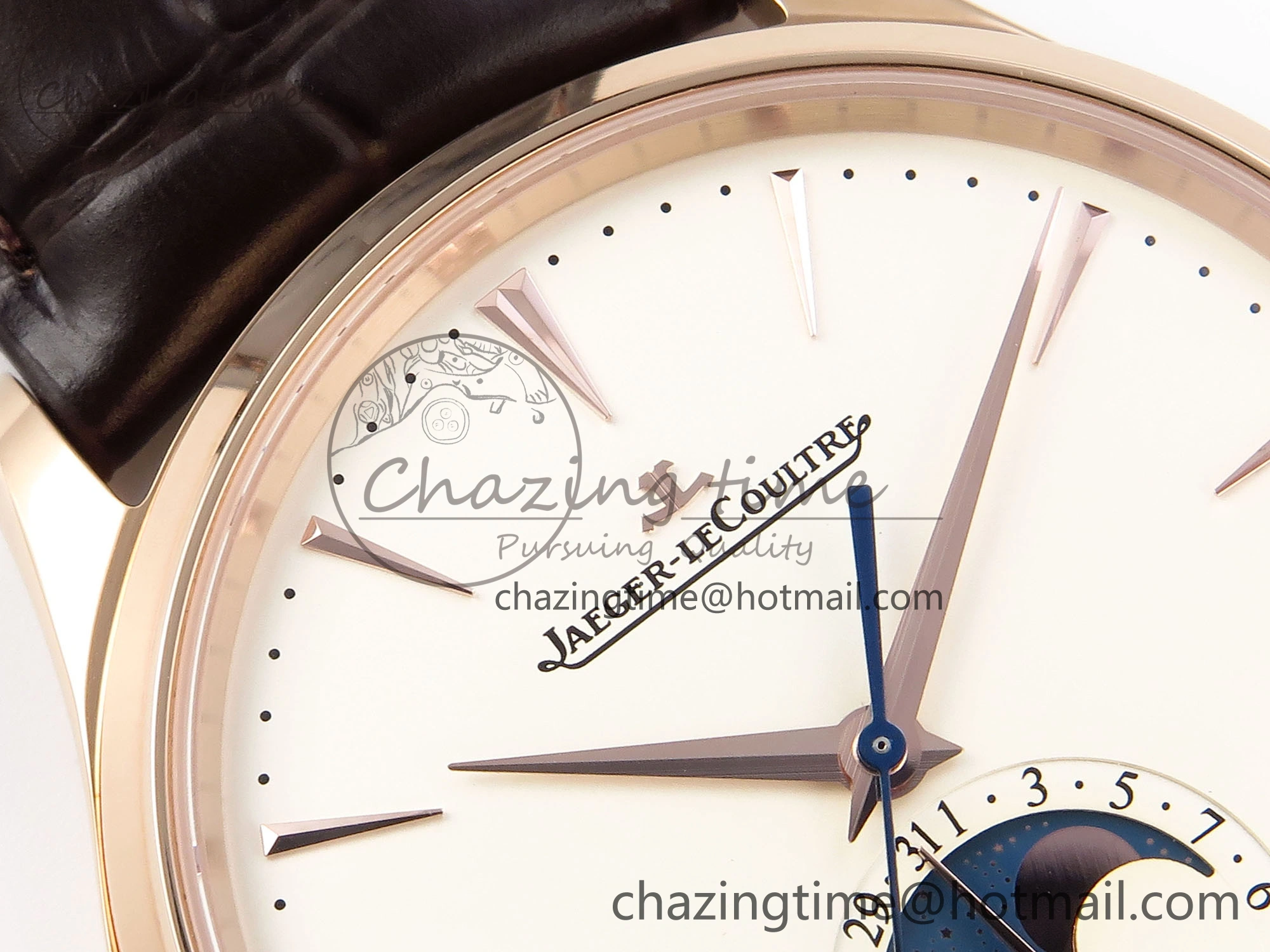MASTER ULTRA THIN MOON RG APSF 1:1 BEST EDITION WHITE DIAL ON BROWN LEATHER STRAP SA925 SUPER CLONE