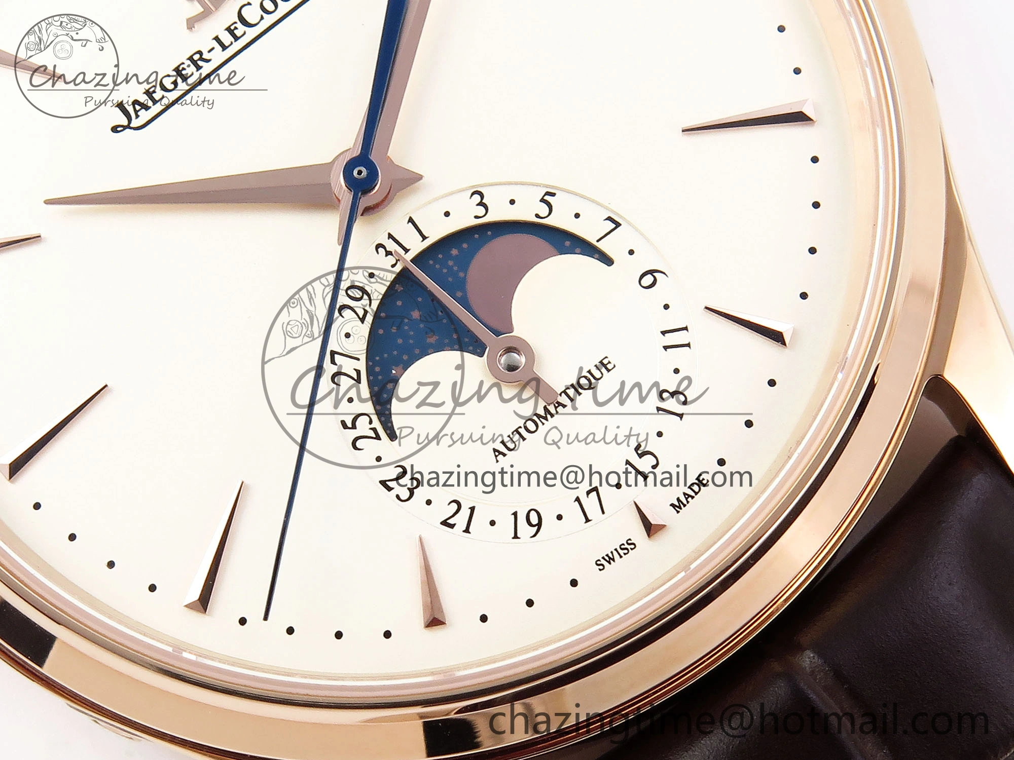 MASTER ULTRA THIN MOON RG APSF 1:1 BEST EDITION WHITE DIAL ON BROWN LEATHER STRAP SA925 SUPER CLONE