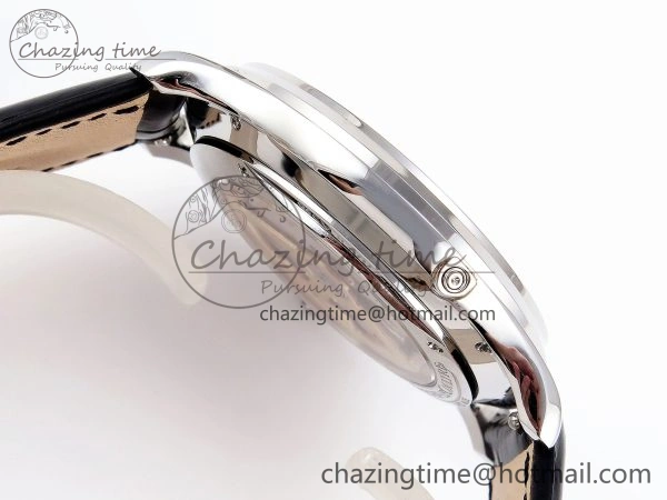 MASTER ULTRA THIN MOON SS APSF 1:1 BEST EDITION BLACK DIAL ON BLACK LEATHER STRAP SA925 SUPER CLONE