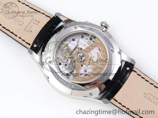MASTER ULTRA THIN MOON SS APSF 1:1 BEST EDITION BLACK DIAL ON BLACK LEATHER STRAP SA925 SUPER CLONE