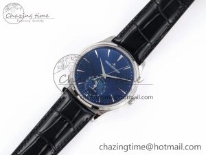 MASTER ULTRA THIN MOON SS APSF 1:1 BEST EDITION BLUE DIAL ON BLACK LEATHER STRAP SA925 SUPER CLONE