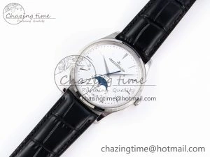 MASTER ULTRA THIN MOON SS APSF 1:1 BEST EDITION SILVER DIAL ON BLACK LEATHER STRAP SA925 SUPER CLONE