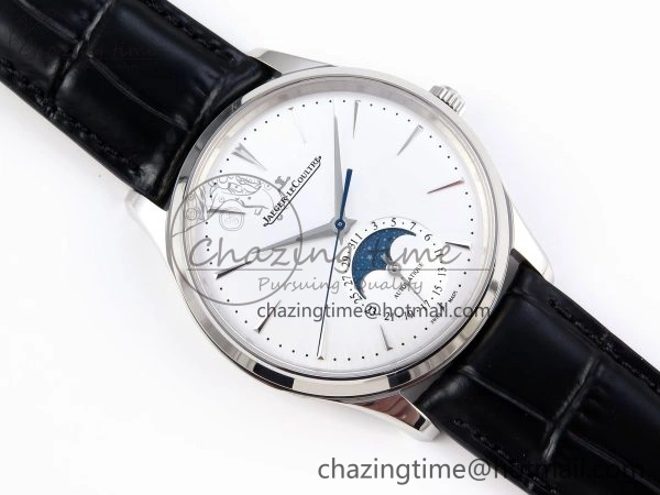 MASTER ULTRA THIN MOON SS APSF 1:1 BEST EDITION SILVER DIAL ON BLACK LEATHER STRAP SA925 SUPER CLONE