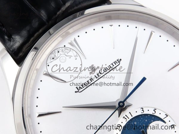MASTER ULTRA THIN MOON SS APSF 1:1 BEST EDITION SILVER DIAL ON BLACK LEATHER STRAP SA925 SUPER CLONE
